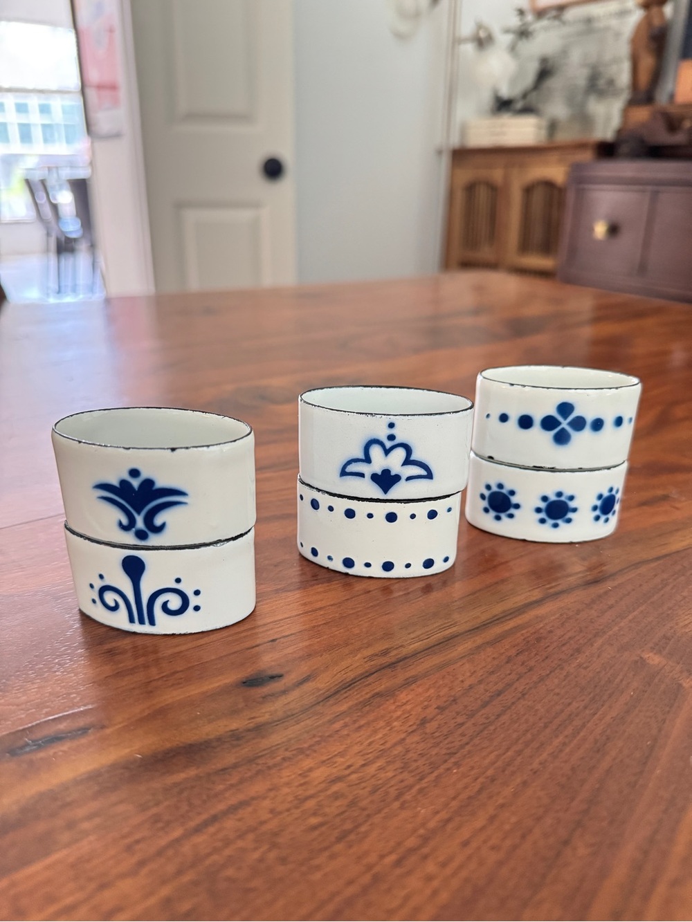 IKEA Heder Vintage Blue White Enamel Napkin Rings Katarina Brieditis (6) NOS - Picture 4 of 10